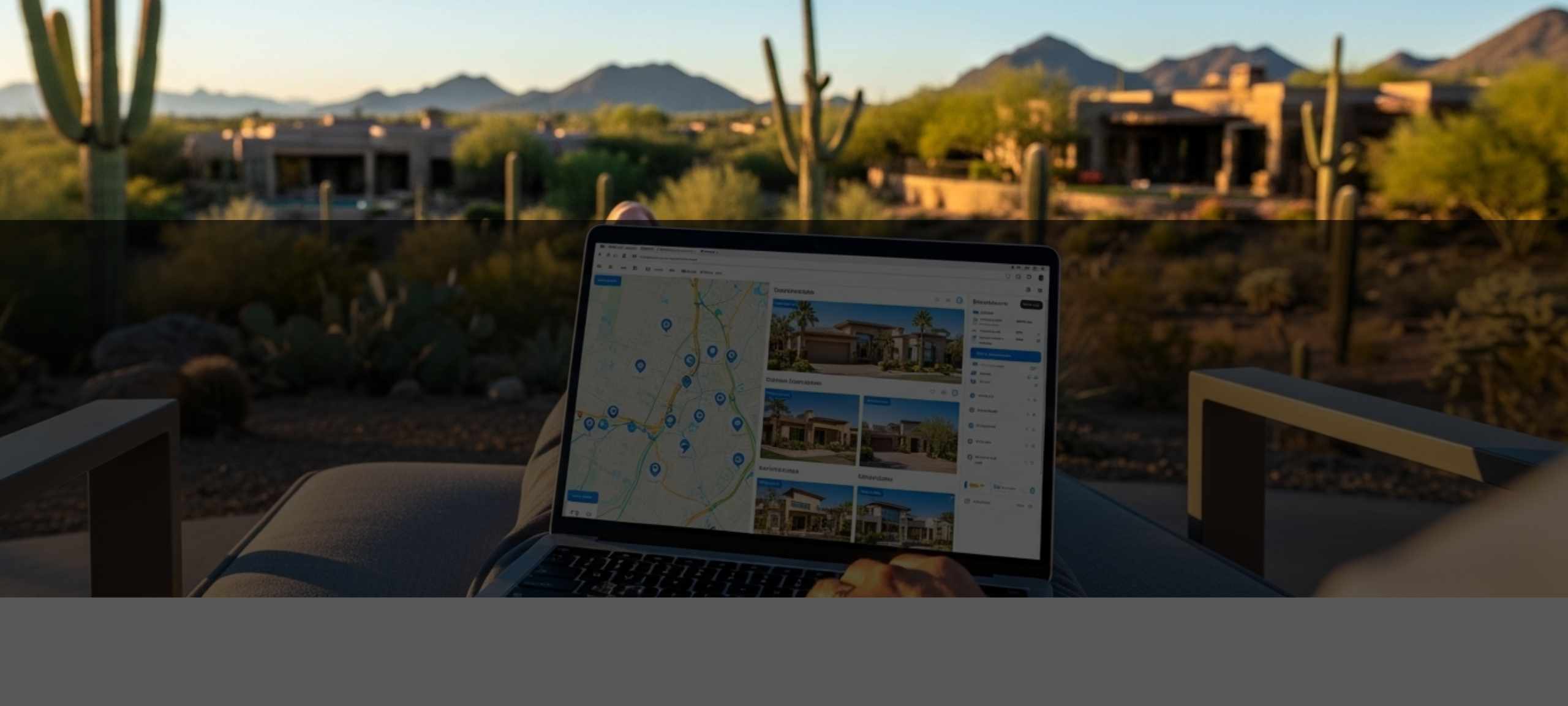 A person viewing the MLS from their home in Scottsdale, with a desert and mountain view in front.